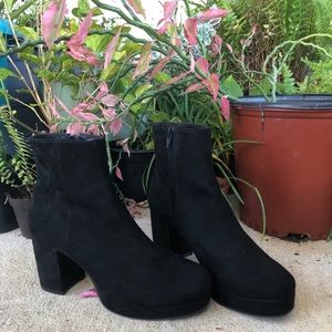 Black block heel ankle booties